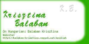 krisztina balaban business card